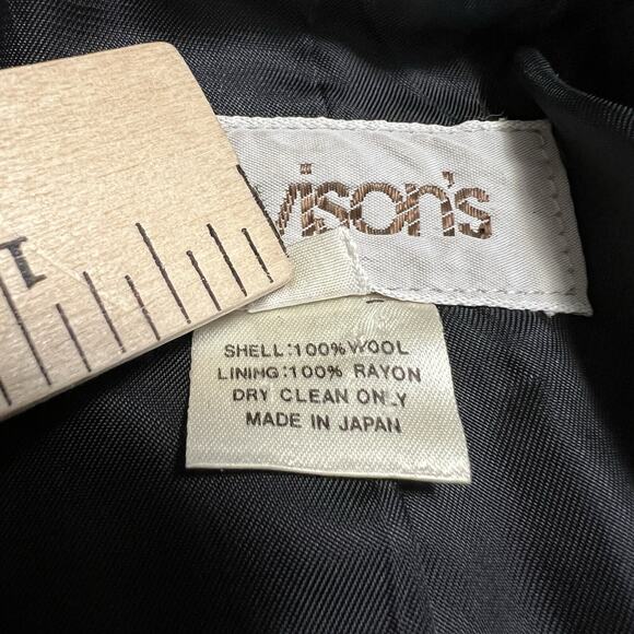 VTG Wool Jacket Blazer Womens Medium Black Academia Tailored Davison's Academia - Picture 8 of 16